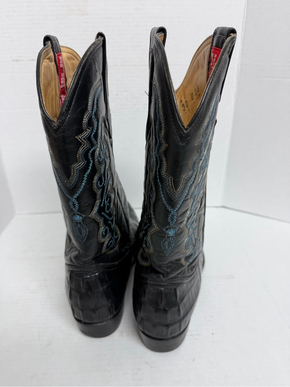 Boca Negro Jr. SZ 30 USA 11 Genuine Leather Alligator Print Cowboy Boots Mexico - Picture 6 of 13